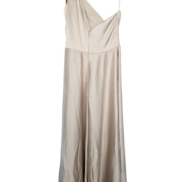 Amsale Dress Size 10 Bow One Shoulder Satin Gown in Champagne Light Gold - Picture 8 of 8